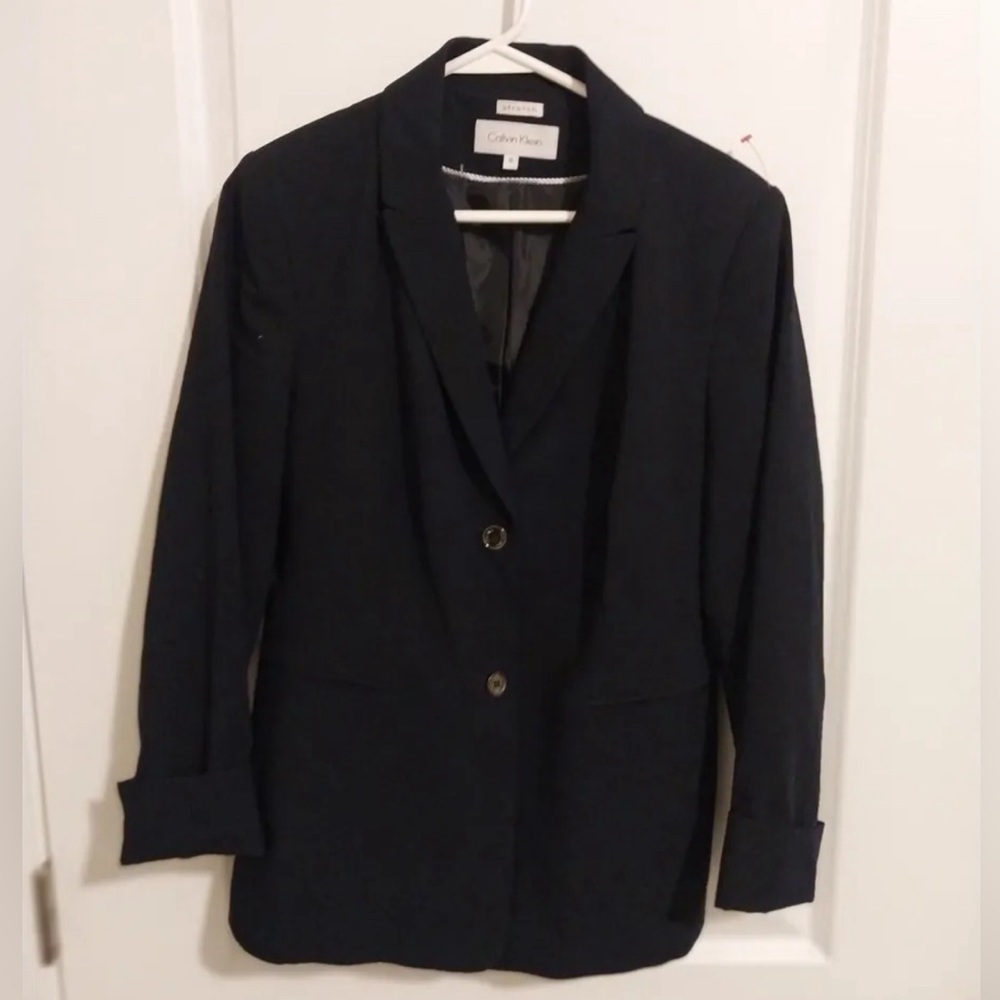 Calvin Klein Women Blazer 2 Button Black Size 8